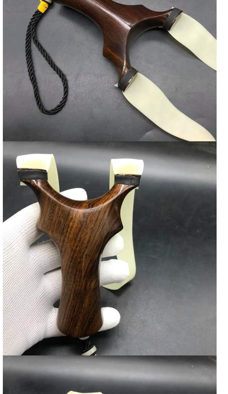 新品弹弓木质高精度新款实木大撑头天罡扁皮大锥度扁皮筋大炮圆头弹工