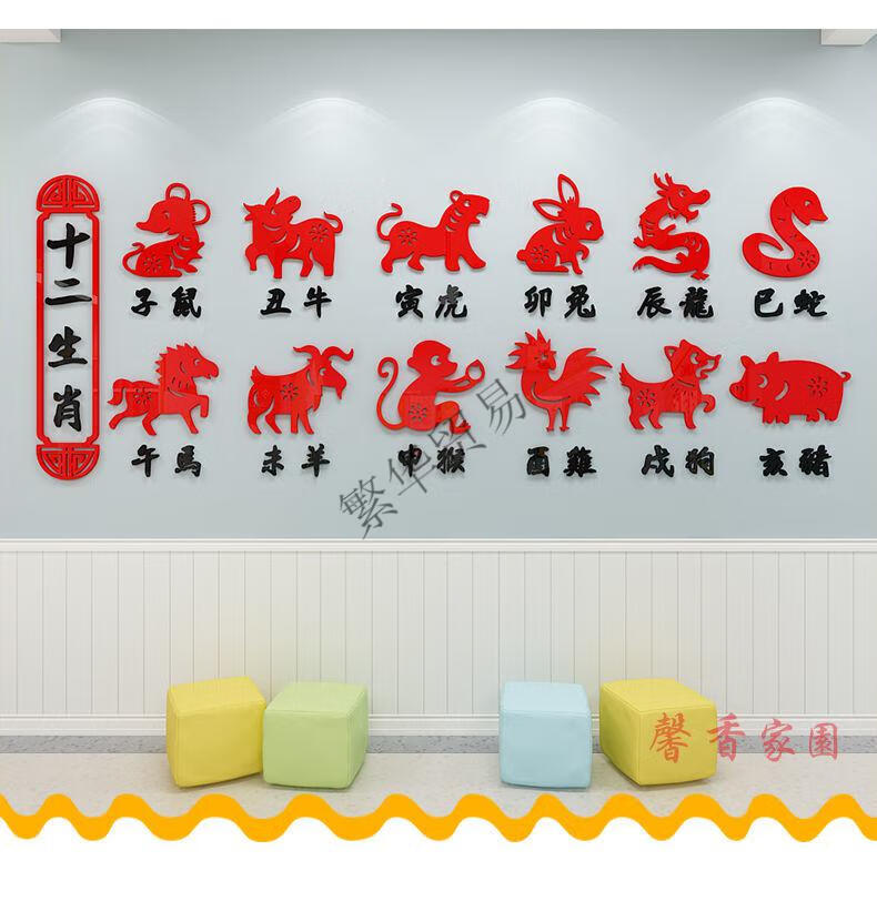 立体亚克力幼儿园环创材料主题墙教室布置墙面装饰 3610a款-十二生肖