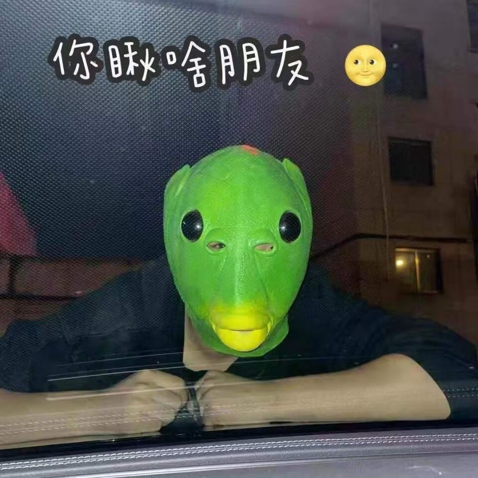 抖音绿头鱼头套面具可爱搞怪搞笑沙雕鱼头怪怪绿鱼人网红全脸网红鱼头