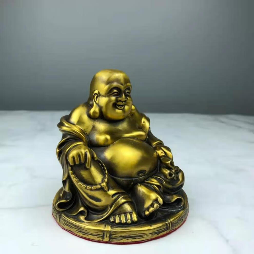 纯铜弥勒佛摆件笑佛坐莲花佛大肚佛佛像店铺开业办公室桌面装饰品