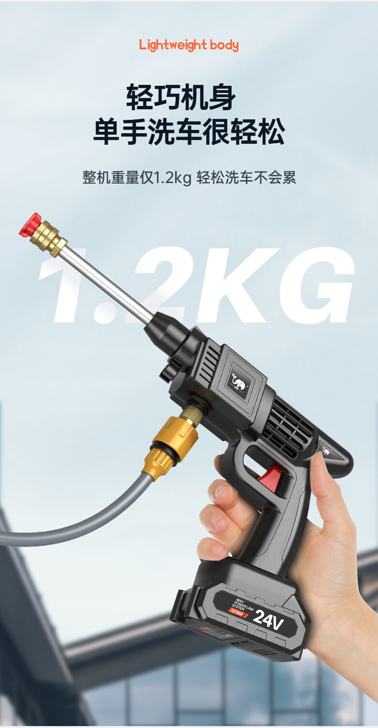锂电池洗车机神器家用无线高压充电水枪12v24v48便携电动喷枪户外48vf