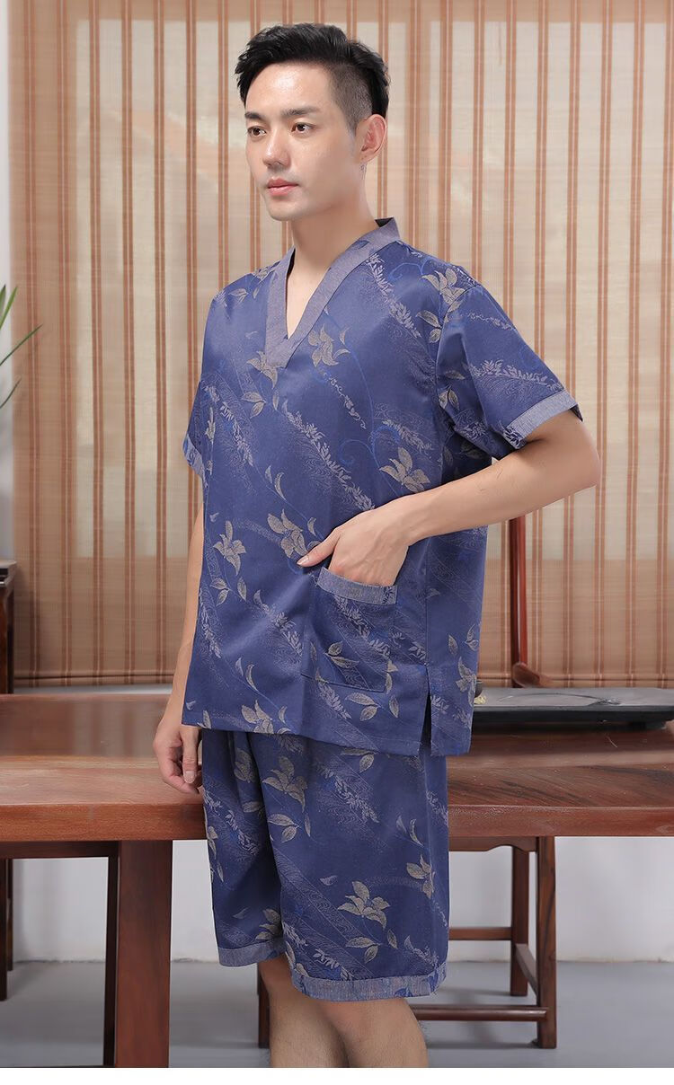 浴服男汗蒸服情侣装汗蒸衣 足浴桑拿服浴场浴衣a 男款蓝色 l【图片
