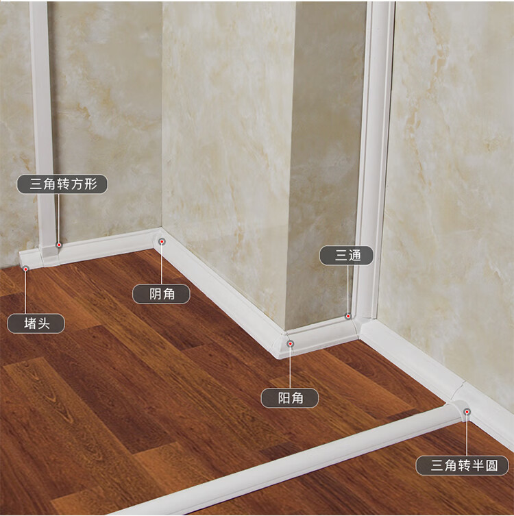 明线墙角线槽三角线槽明装pvc装饰直角隐形线槽阴角线槽电线白色配件4