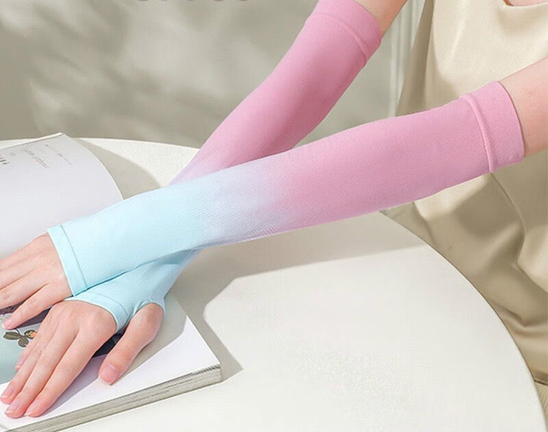 聂庄冰丝防晒袖子2022新款冰丝冰袖渐变色防晒手袖护臂冰爽袖男女通用