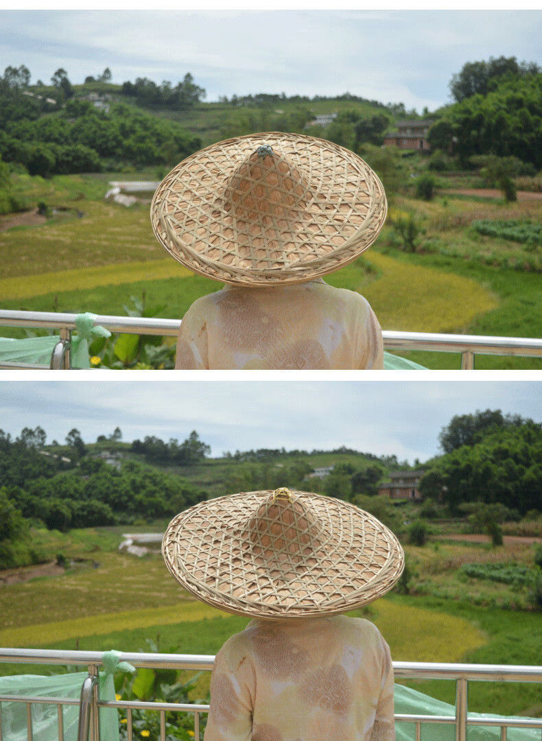 手工斗笠帽子竹编遮阳帽防雨防晒草帽装饰男女舞蹈演出道具红军帽细雪