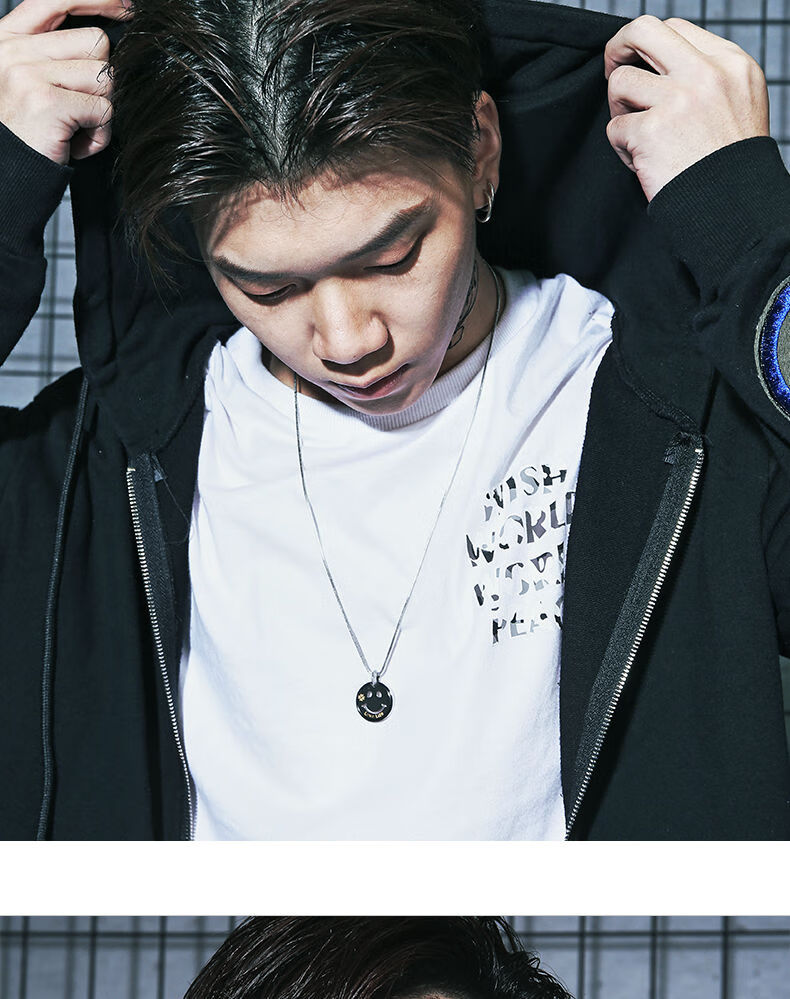 笑脸项链男潮牌百搭配衣服嘻哈男士吊坠挂件学生简约个性配饰品蝴蝶