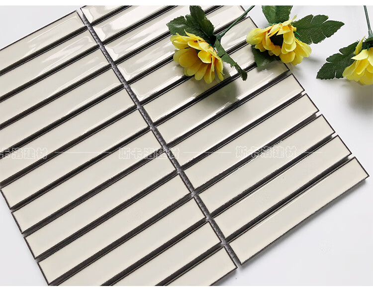 黑白长条陶瓷马赛克北欧风线条砖灰色卫生间浴室墙砖家装主材复古蓝