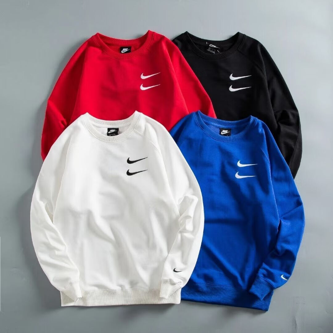 耐克(nike)秋冬刺绣双钩圆领卫衣男女同款宽松套头衫薄款情侣后背字母