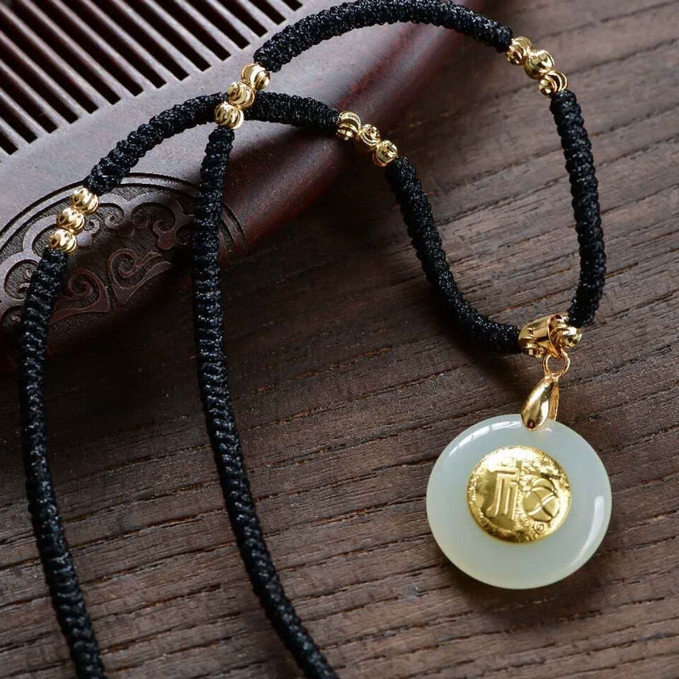 魅丽饰季金镶玉吊坠项链女珠宝首饰新款挂件绳复古宫廷闺蜜生日虎年