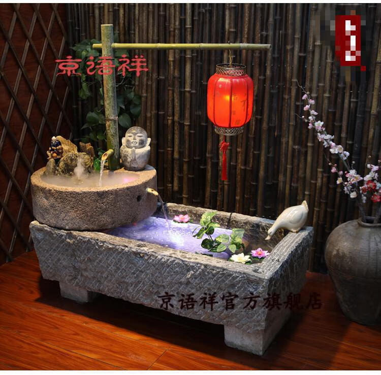 庭院石槽鱼缸假山造景喷泉鱼池创意流水景观摆件过年送礼牛槽组合2