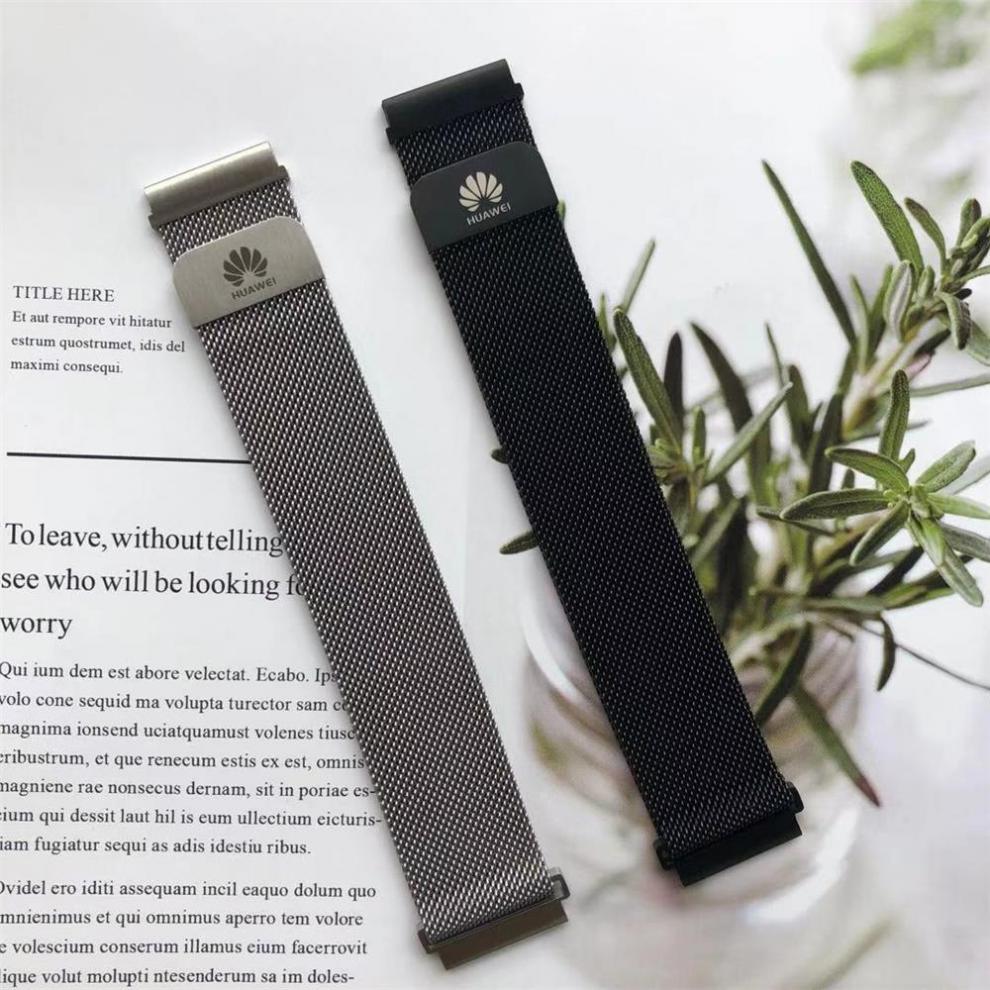 金属尼斯磁吸腕带gt2pro钢带watch3黑色 银色-- 卡扣金属表带 华为gt2