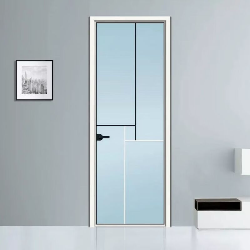 高端防水钛镁合金卫生间门厕所门极窄钢化玻璃平开门厨房门简约门14厚