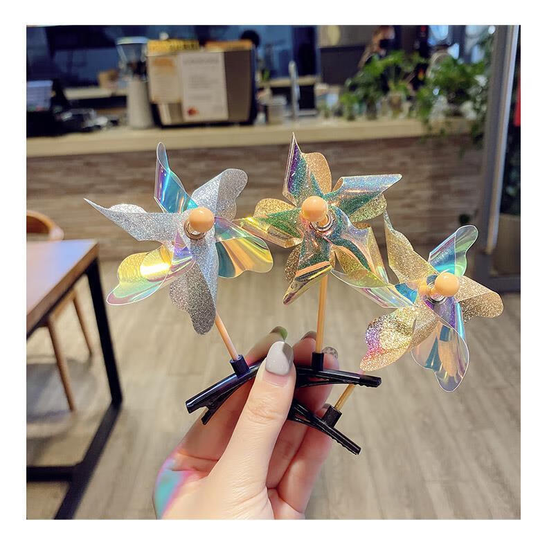 裕德俊卡通可爱小风车发夹儿童宝宝发卡顶夹发饰可拆卸卡子头饰夹子6