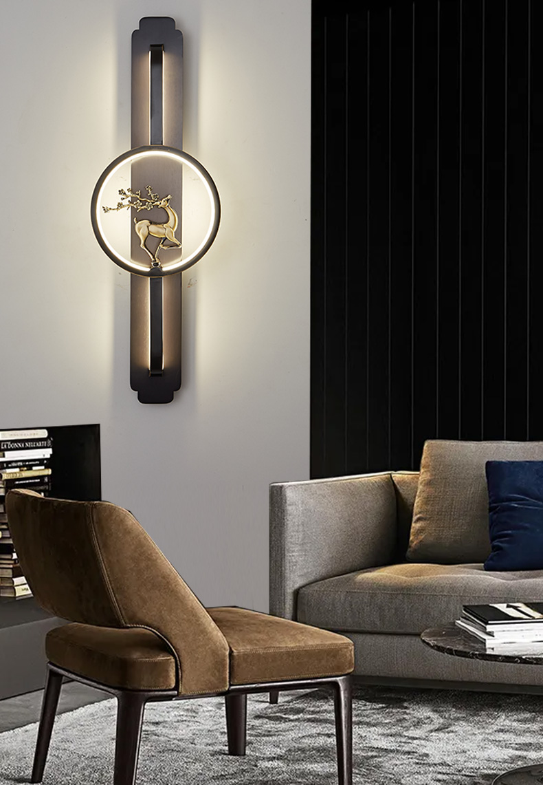 创森小米创意壁灯全铜新中式壁灯创意客厅电视沙发背景墙过道灯卧室