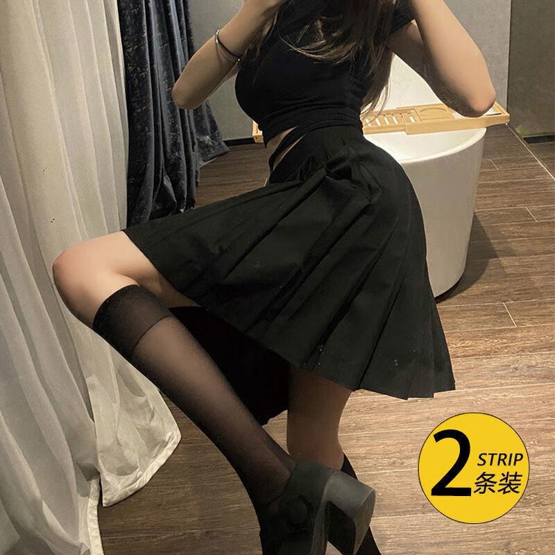 影眛透明小腿袜白色袜子女夏天薄款中筒夏季长筒潮半筒丝袜日系qq高透