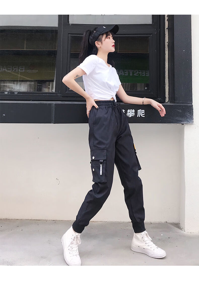 耐克工装裤女显瘦高腰束脚裤子宽松春夏季新款百搭休闲裤ins潮运动裤