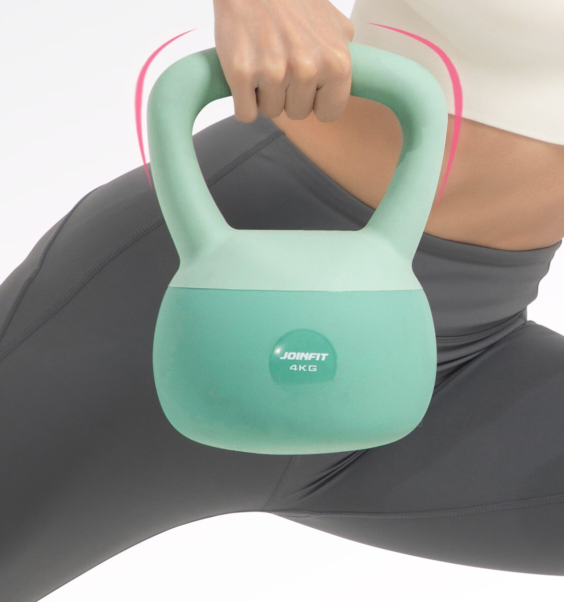 joinfit软壶铃女士核心力量训练家用健身器材深蹲翘臀提壶哑铃花簇粉