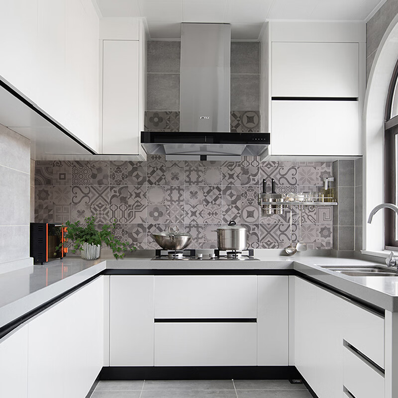 美式复古灰色水泥小花砖300x300花园餐厅厨房卫生间阳台墙砖地砖咨询