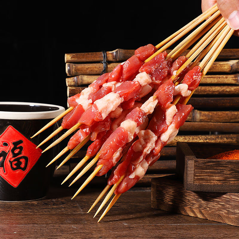 果亦橙 羊肉串 大肉串原味五花串烧烤食材半成品烤串 80串【图片 价格