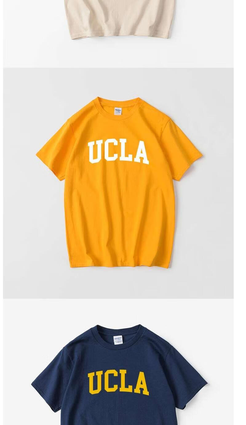 ucla加州大学洛杉矶分校t恤短袖青少年男女圆领大码宽松夏季情侣藏青