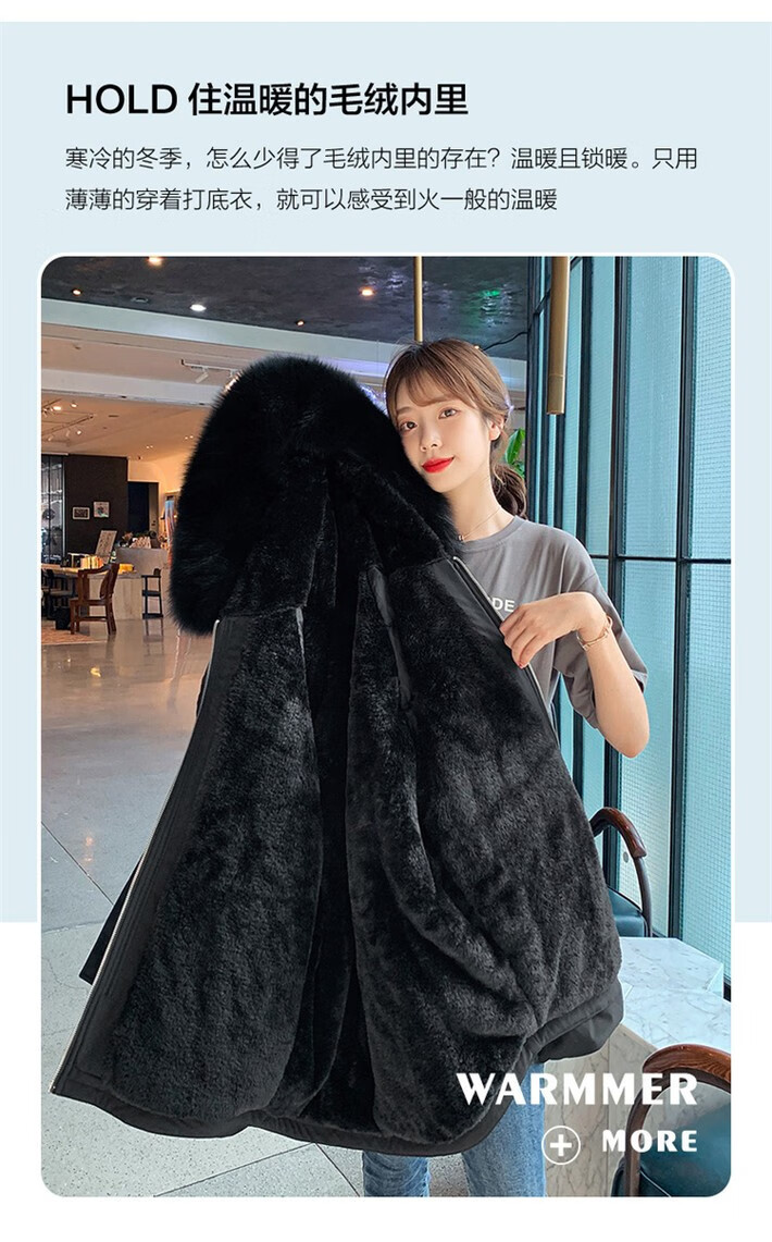 105981-拉夏贝尔棉服女21年新款女装百搭工装派克服女气质时尚冬装 米白色 L-详情图