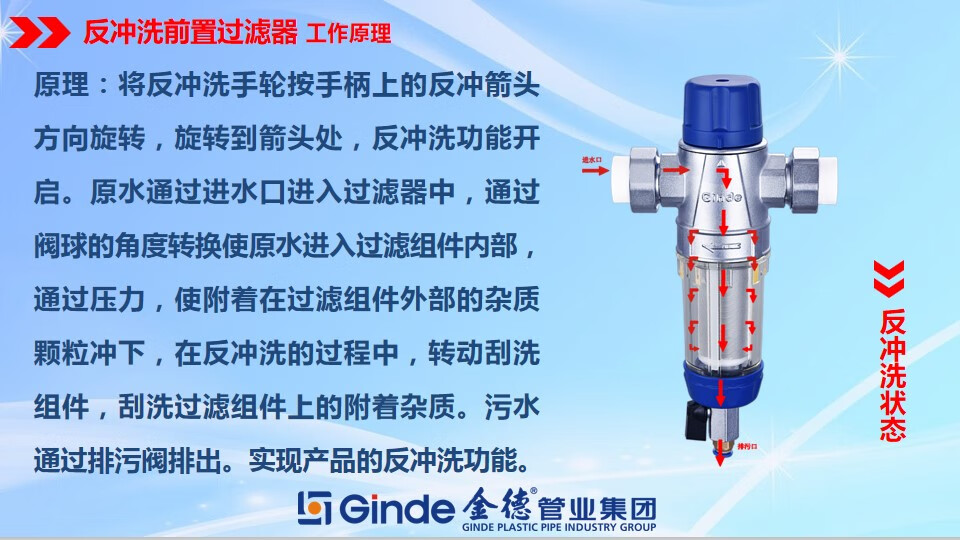 金德前置过滤器金德大流量前置过滤器反冲洗家用净水器屋自来水过滤器