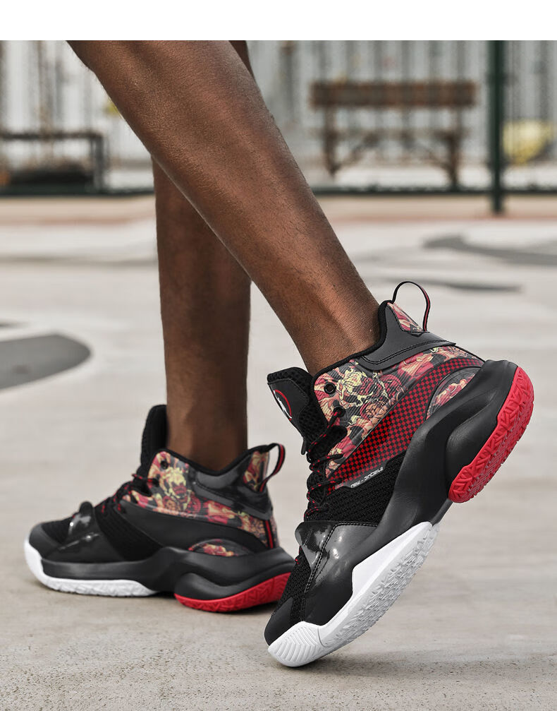 cba国潮空袭7篮球鞋男夏季防滑减震实战学生运动球鞋男青色空袭744