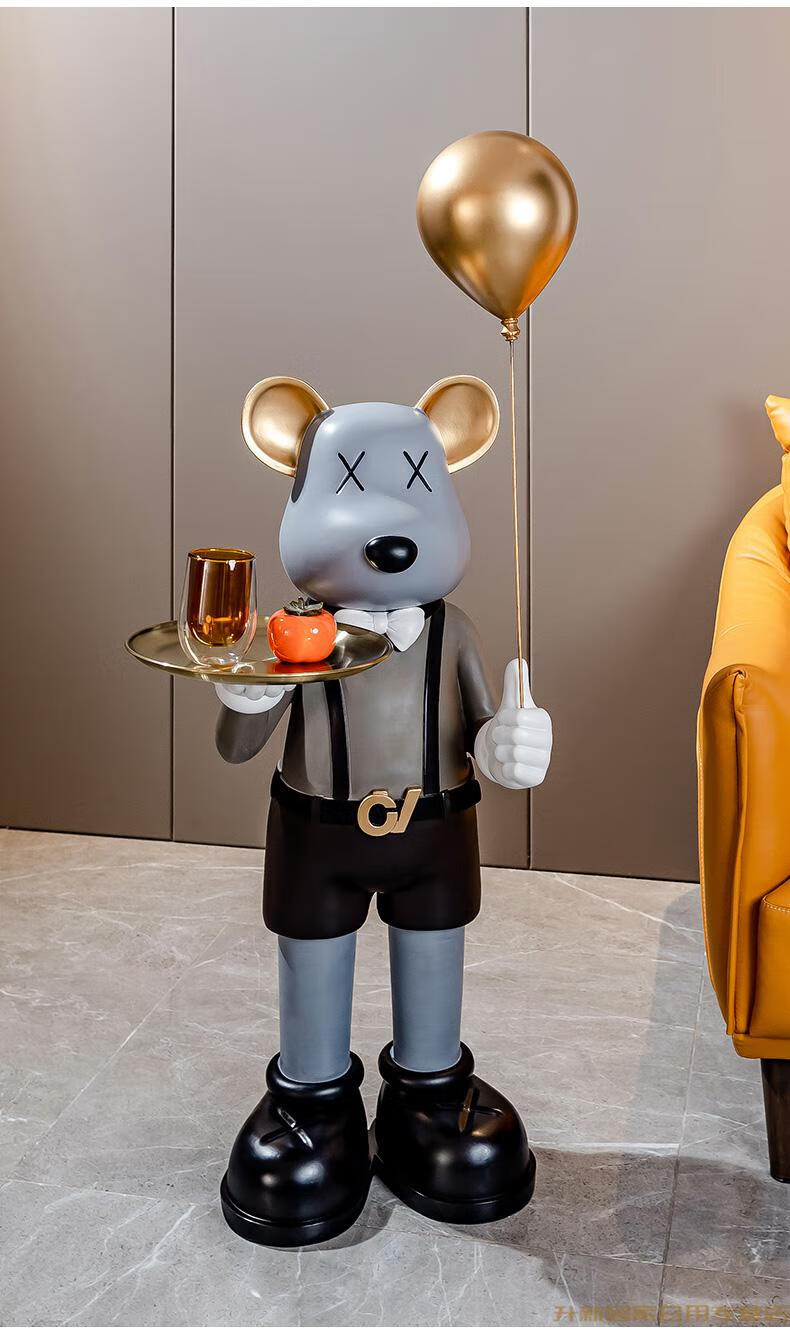 潮牌暴力熊落地摆件网红卡通公仔轻奢客厅大型装饰品电视柜沙发旁