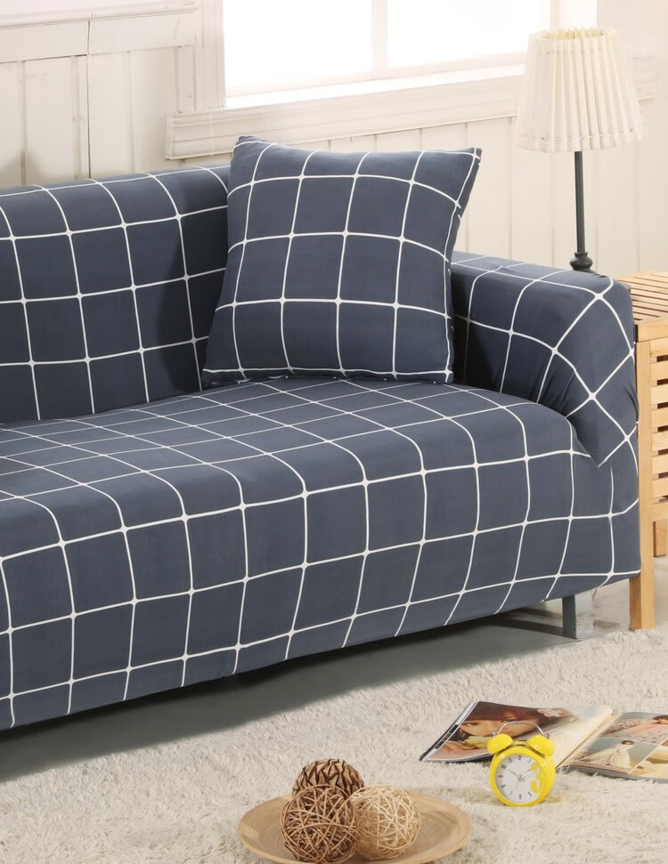 老式皮沙发套罩通用沙发套罩包套梳化笠巾盖布北欧双人格子皮坐垫四季