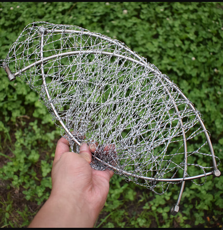 不锈钢网头实心可折叠抄网圈螺丝8mm加粗加厚大物抄网头网兜渔具 40