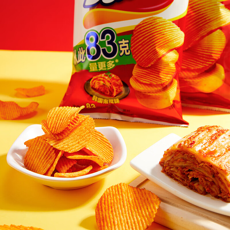 好友趣薯片韩国泡菜味土豆薯条膨化小零食混合口味45克10袋