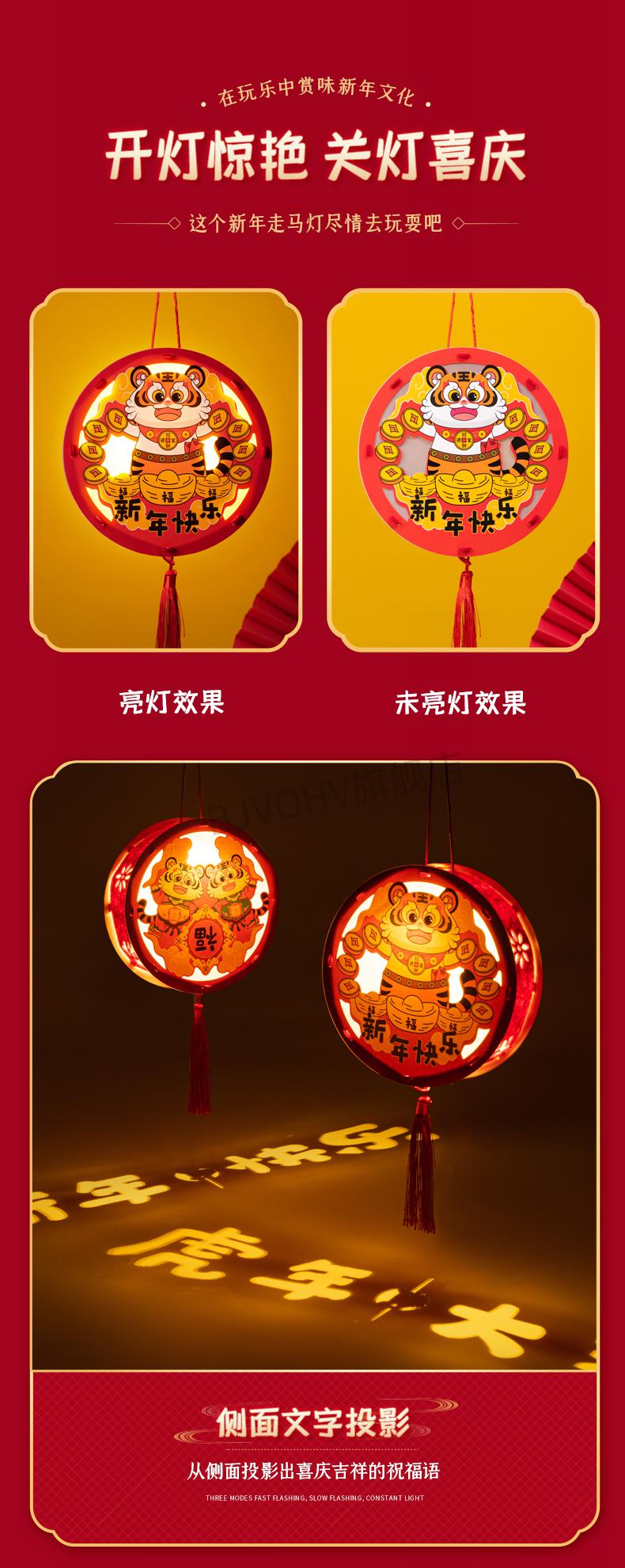 虎年吉祥物手提灯笼新年手工灯笼制作diy材料手提2022做的儿童幼儿园