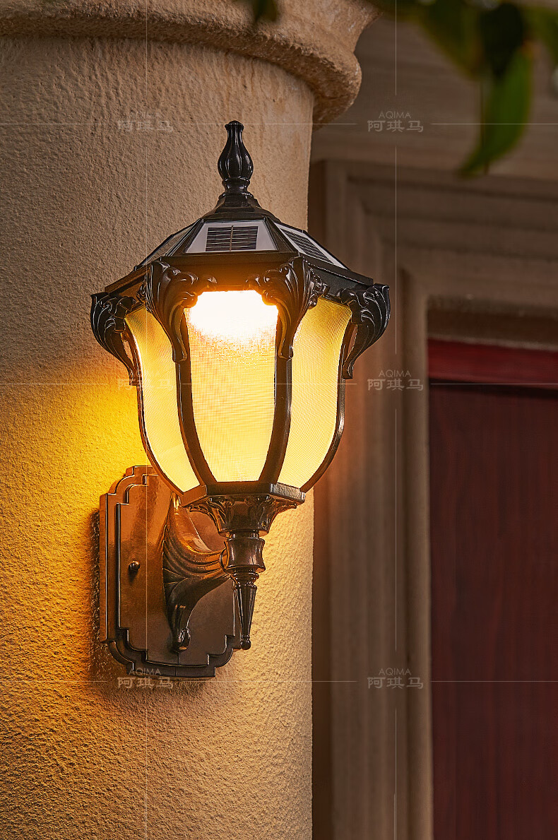 欧普照明太阳能壁灯欧式户外别墅大门口壁灯室外露台阳台灯防水庭院