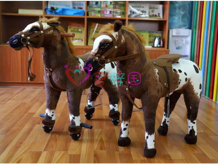摇马毛绒骏马玩具公仔大号诸葛木马电动滑行斑马可坐可骑儿童生日礼物