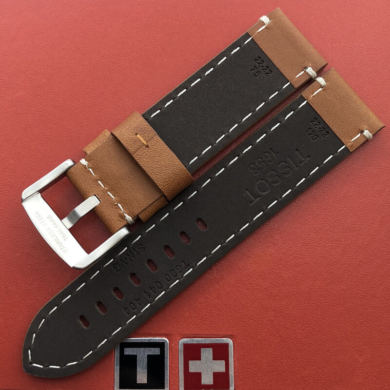 天梭1853速驰系列t116表带t116617a表带2222mm男士深棕色银扣22mm