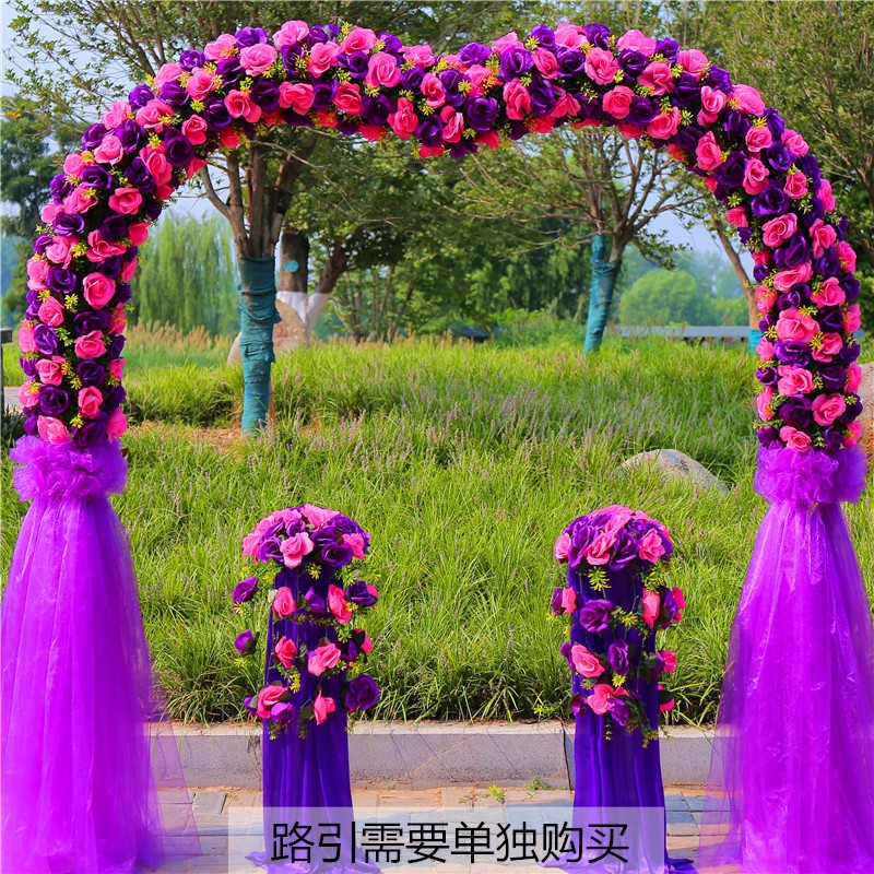 结婚花门绢花拱门婚庆拱形门婚礼花居壹生拱形白绿色白纱