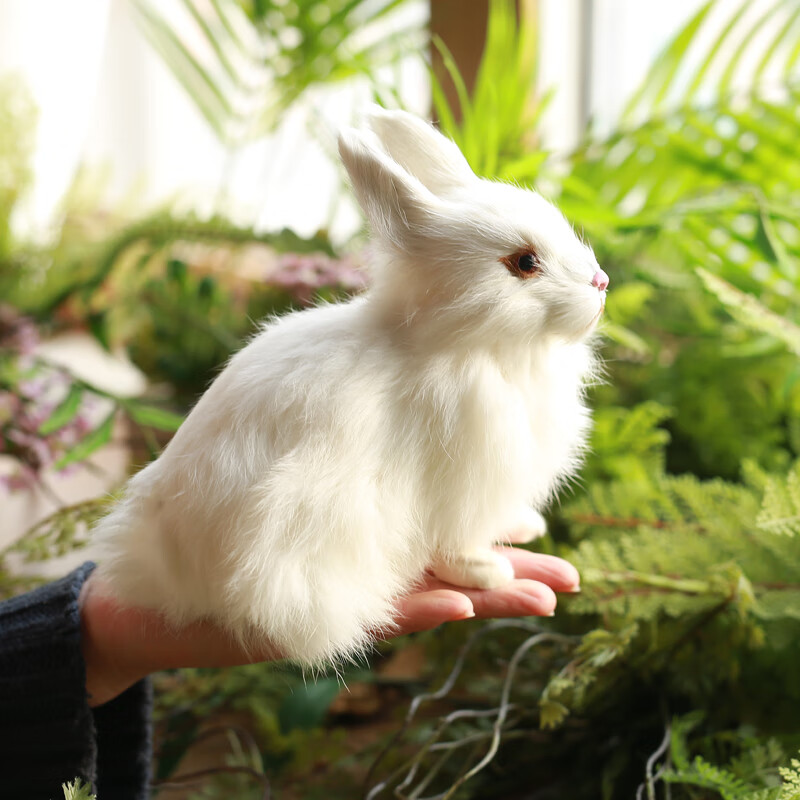 写真汉服道具玉兔古风拍照儿童拍摄装饰小白兔子仿真白兔站姿大2115cm