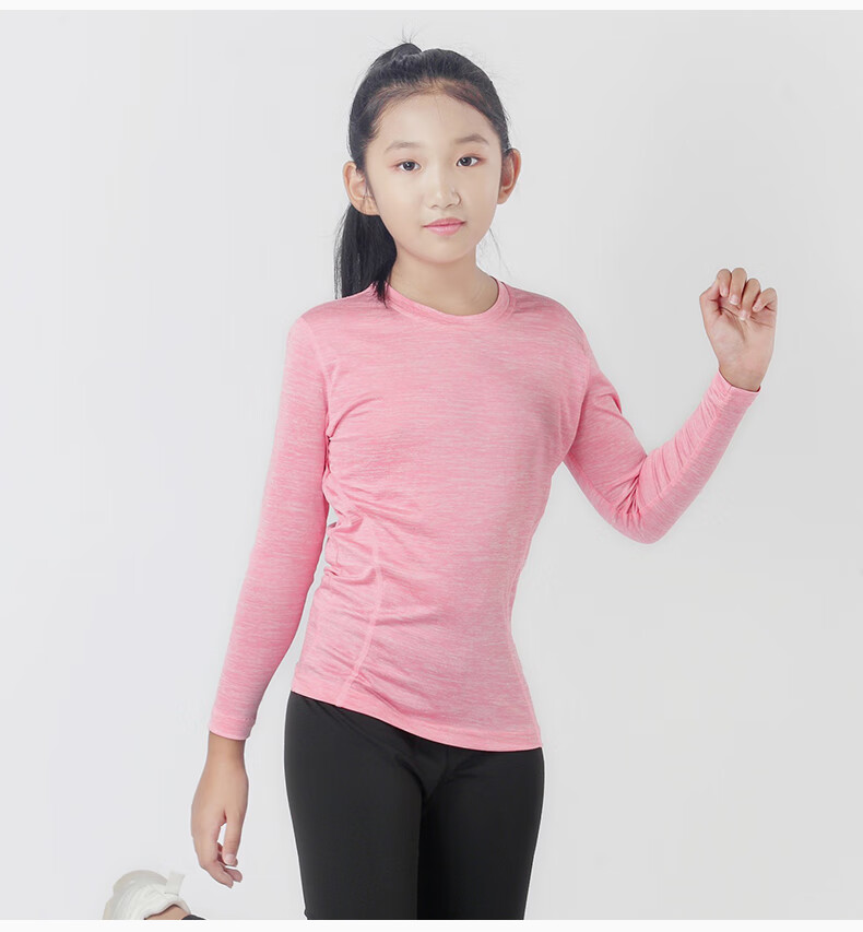 儿童运动紧身衣套装跑步服运动紧身衣女童瑜伽服篮球训练速干衣小孩