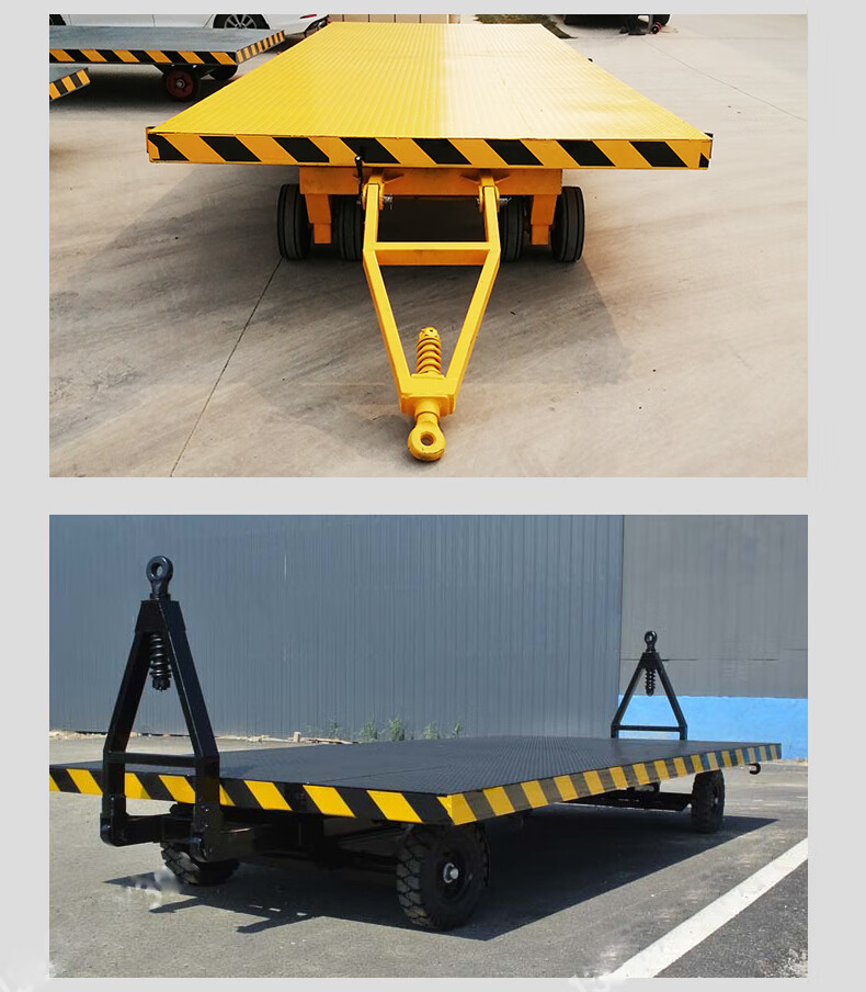 电动重型叉车牵引平板车厂区拖车实心轮胎大吨位牵引平板拖车重型 10