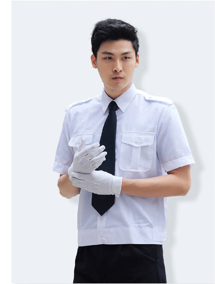 警辅服装款白色经典短袖上衣衬衣男式保安通用夏季制服上衣透气耐磨