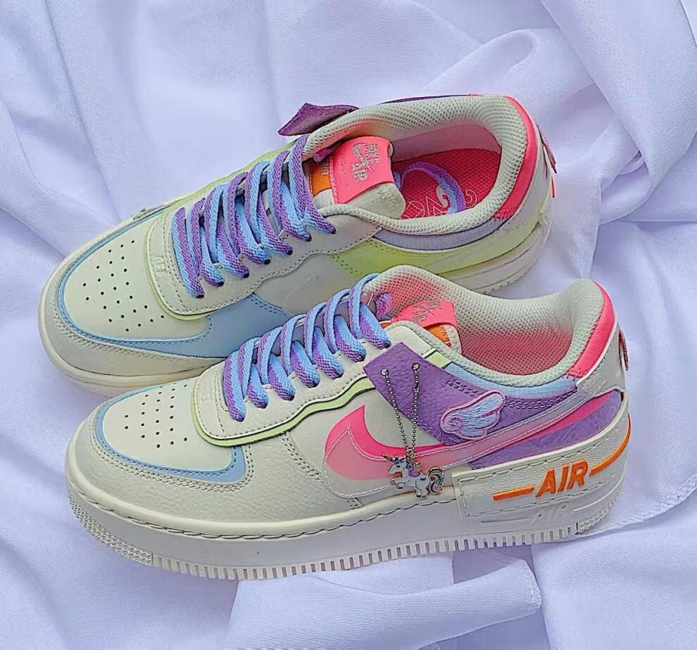 适配耐··克aj·1拼色双色鸳鸯马卡龙可爱适配空军一号af1扁平鞋带