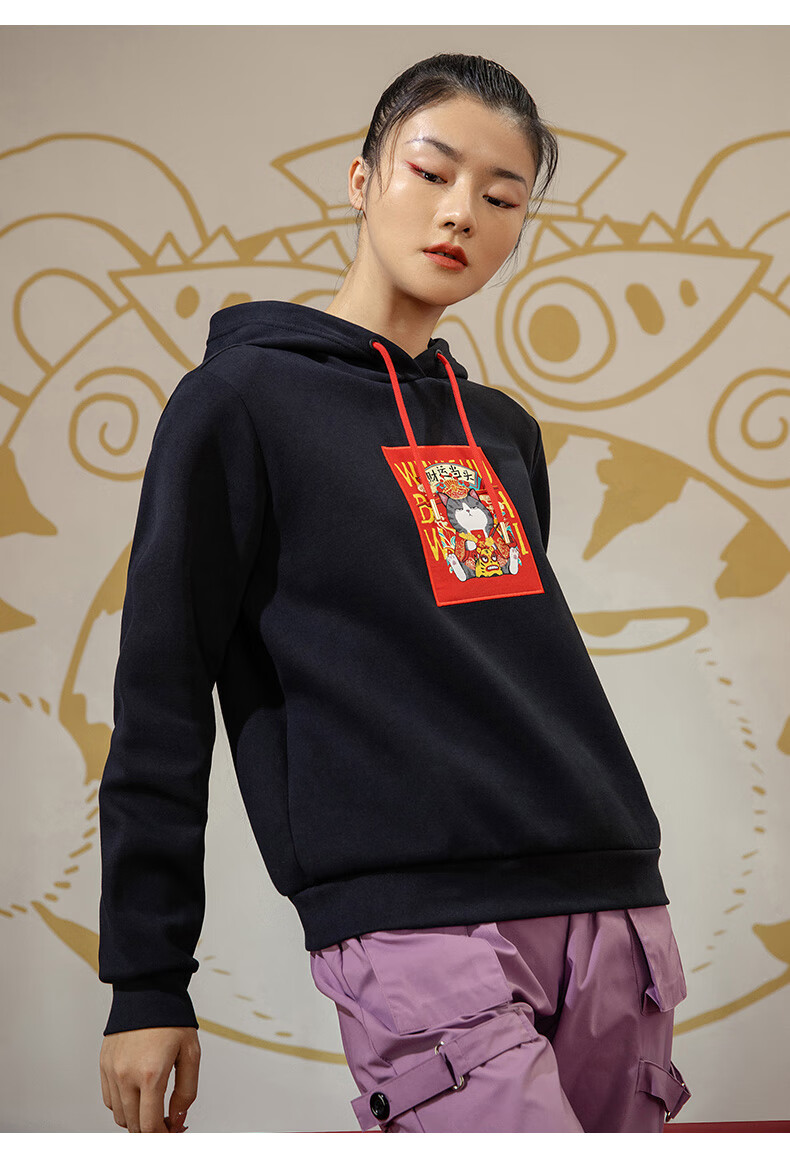 安踏(anta)安踏运动卫衣女吾皇万睡新年款冬季连帽套头衫官方旗舰休闲