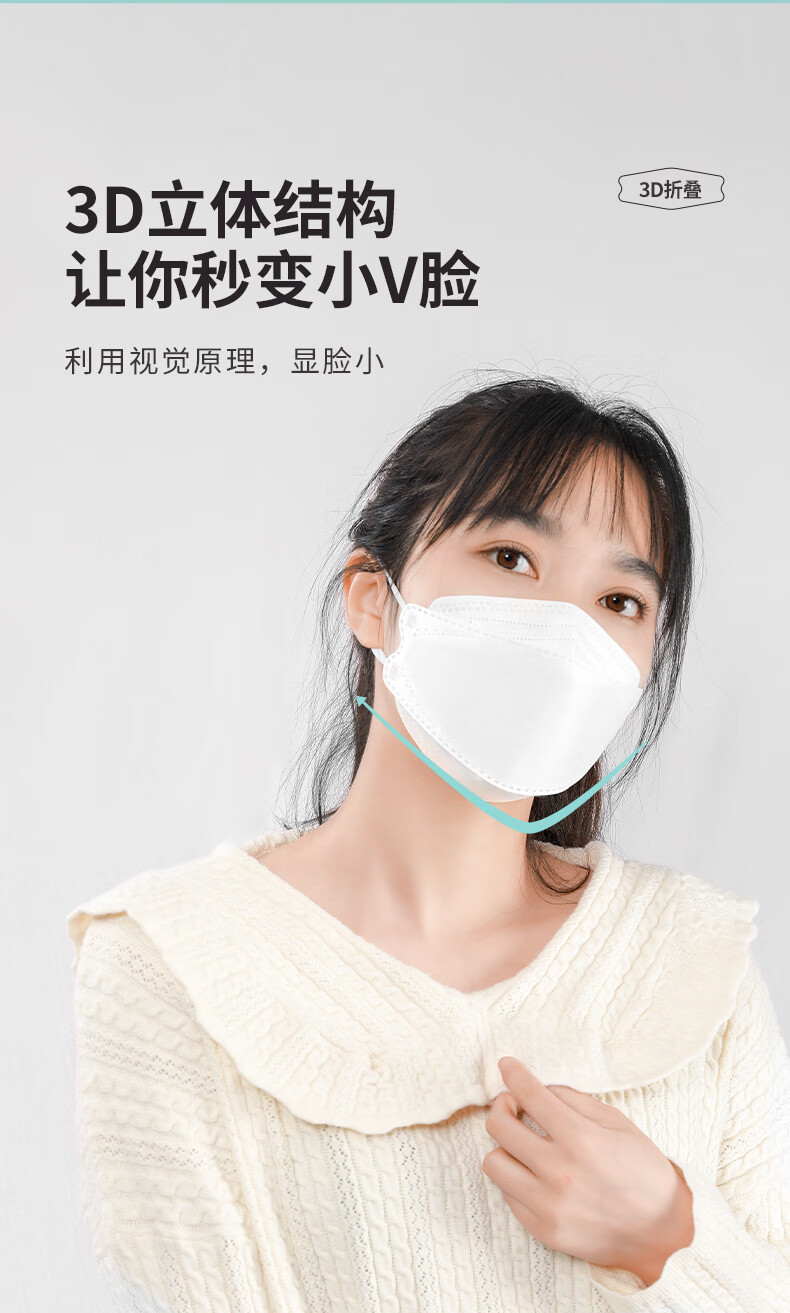 界面医用外科口罩4层3d立体防护独立装柳叶形鱼嘴白色10只独立装