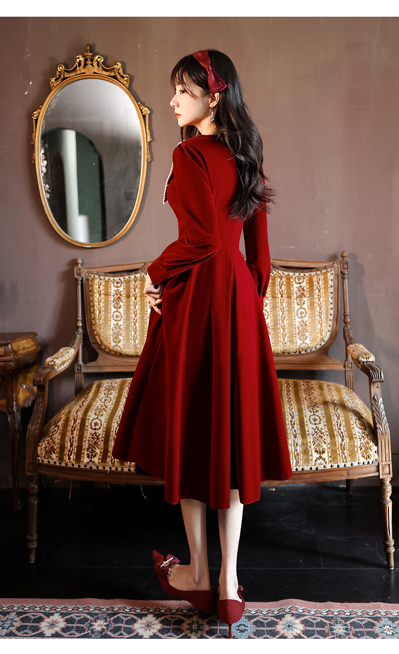 回门衣服平时可穿设计感敬酒服新娘小个子平时可穿冬季红色订婚连衣裙