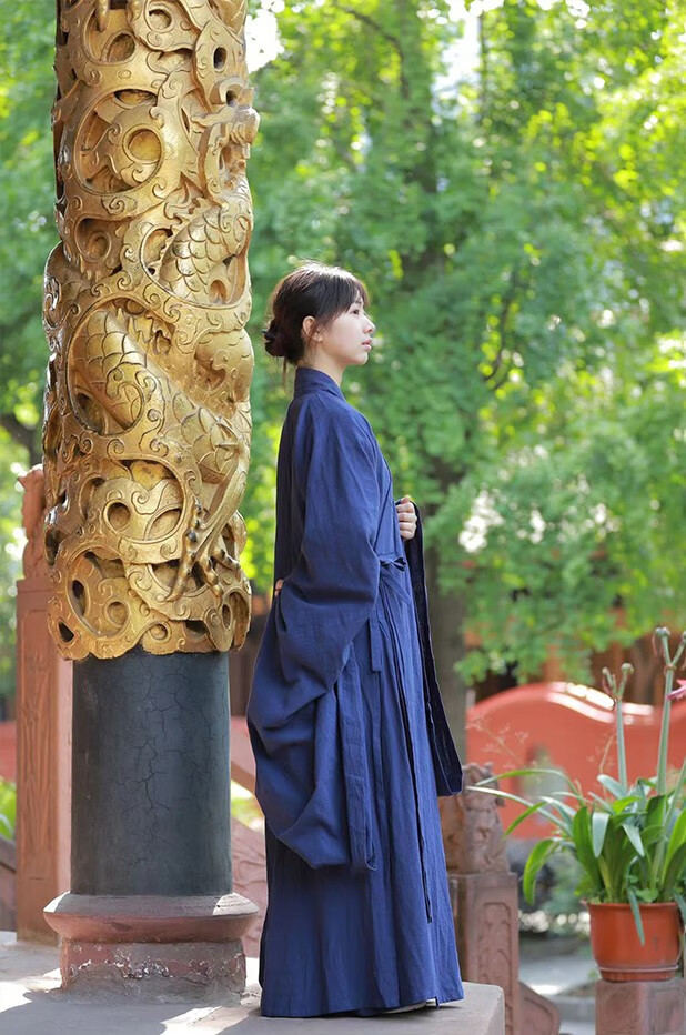 伊必圣 居士服女春夏大小袖棉麻道士长袍传统三清领道教道袍男太极 大