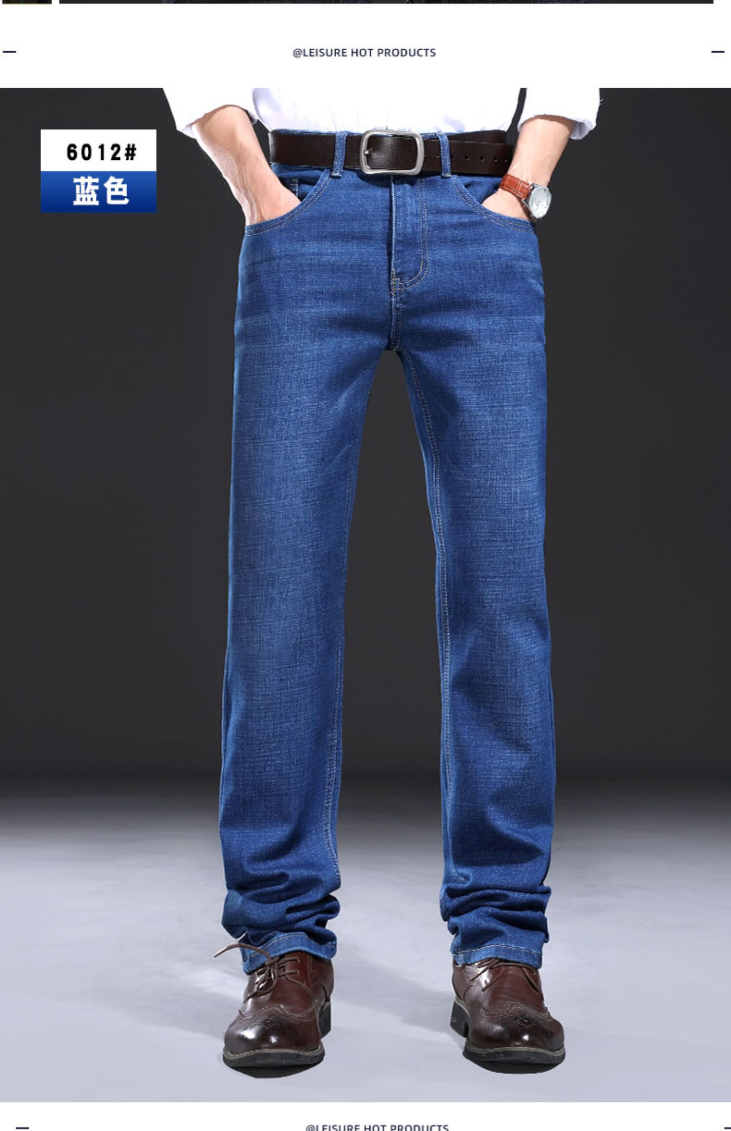 深蓝色春秋季宽松中老年中年爸爸秋冬款断码裤子6001深色807深蓝30