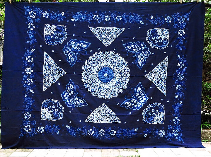 奇嫂 云南扎染布料云南民族风白族特色纯手工扎染布 茶几布 茶室 餐厅