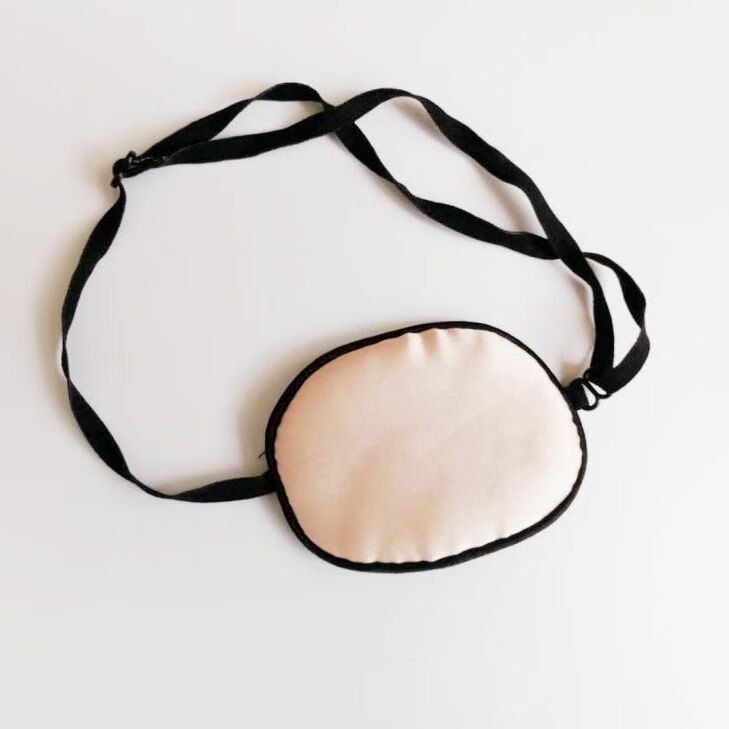 60navcon单眼眼罩真丝单个独眼双面真丝桑蚕丝遮光透气可咖啡色儿童