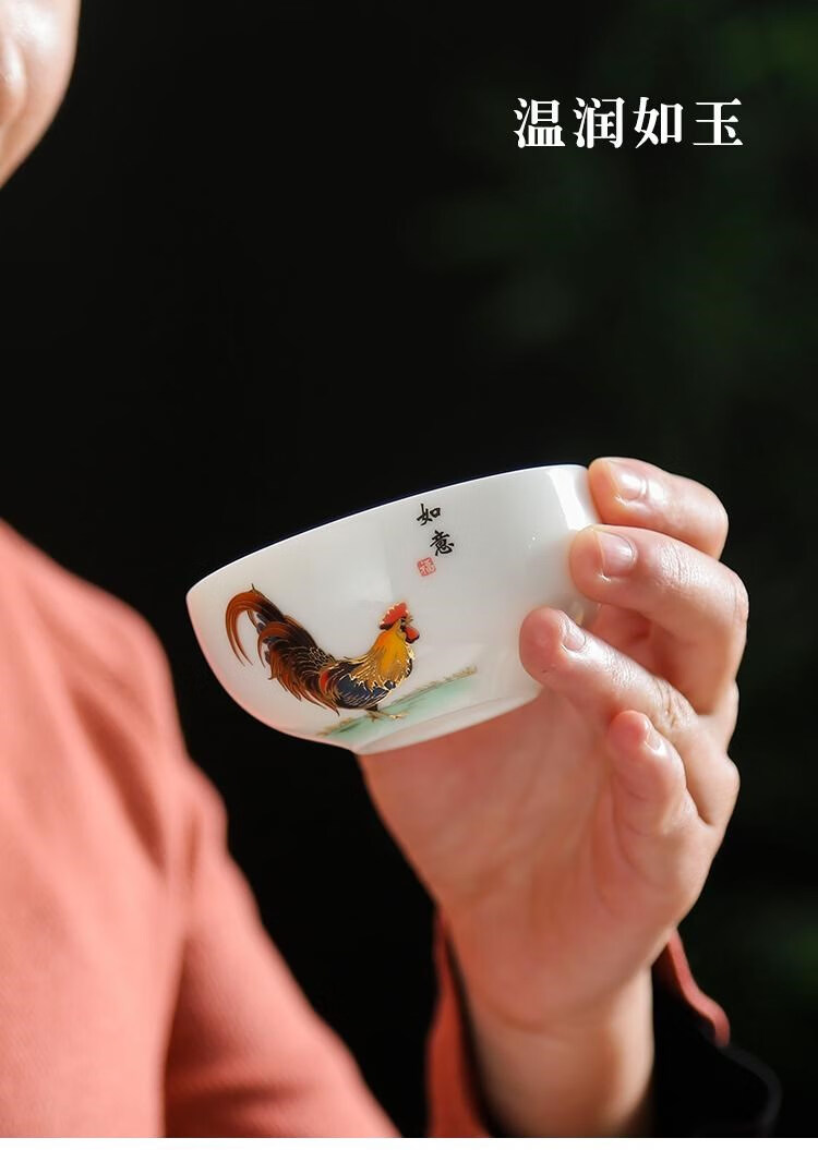 鸡公杯怀旧复古茶具茶杯鸡德化杯杯玉杯品茗茶具杯功夫杯杯鸡羊脂个人