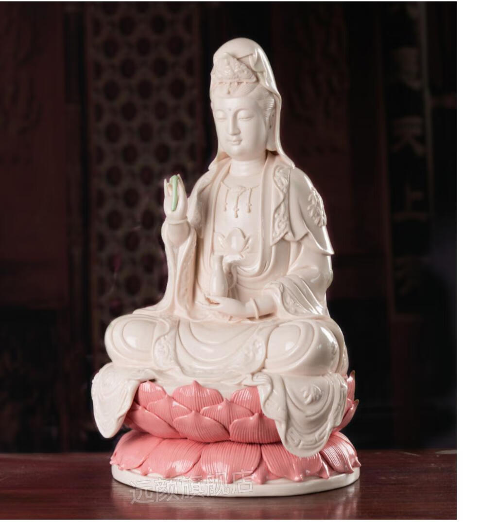 陶瓷观音像 久畔陶瓷观音菩萨佛像客厅家用神像供奉佛摆件南海观世音